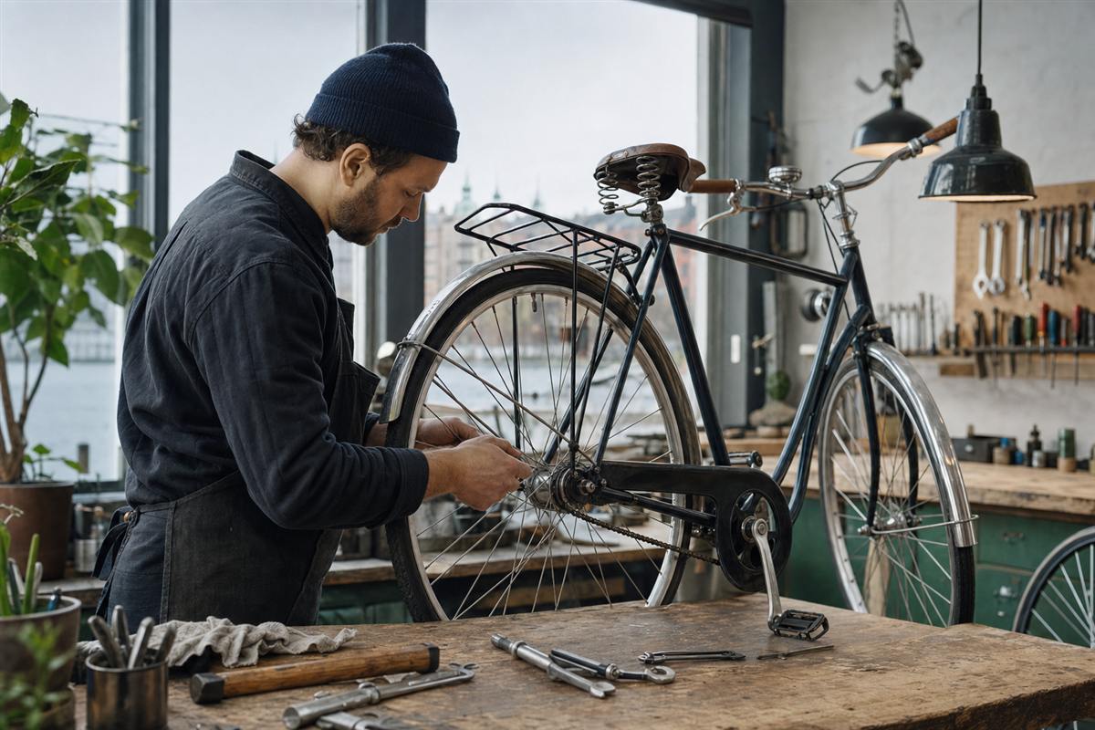 Close view of bicycle wheel spokes and rim